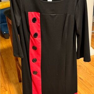 Amanda Lane Vintage Black Dress with Red Button Accents